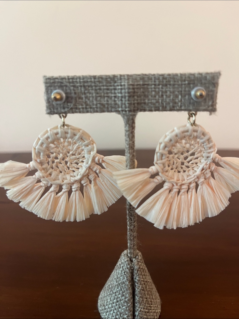 J Crew Raffia Fan Statement Earrings - Natural - Picture 8 of 9